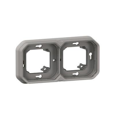 Support plaque encastré 2 postes horizontaux ou verticaux Plexo - Gris