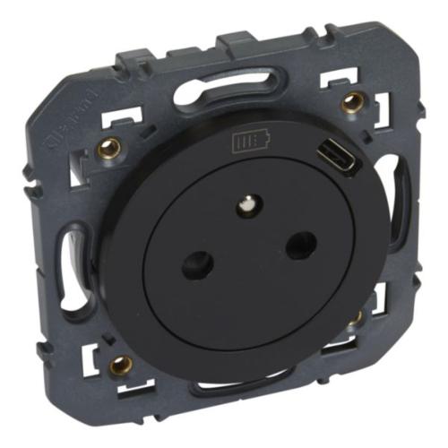 LEGRAND Prise 2P+T Surface Avec Chargeur USB Type-C Dooxie Noir Mat - 600541